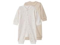 lupilu Set van 2 baby pyjama's (Beige/wit, 62/68)