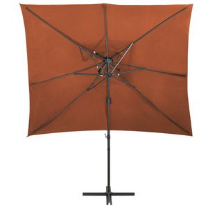 The Living Store Parasol - Terracotta - 250 x 250 x 253 cm - UV-beschermend polyester