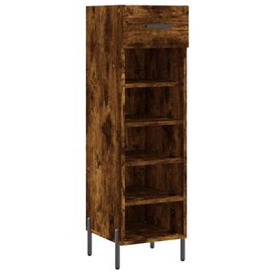 The Living Store Schoenenkast - Gerookt Eiken - 30 x 35 x 105 cm - Duurzaam materiaal