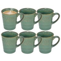 Secret de gourmet Koffiemok - 12x - groen - keramiek - 200 ml - beker - mokken