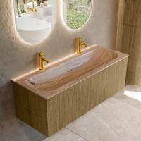 Badmeubel Mondiaz Kurve-Dlux | 120 cm | Meubelkleur Dusk | Wastafelkleur Arena | Solid surface | Wasbak midden spoelbak | 2 kraangaten