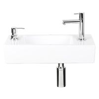 Differnz Sapon fonteinset - 42x18.5x9cm - Rechthoek - 1 kraangat - warm/koud water - Chroom - Keramiek Wit 38.005.93