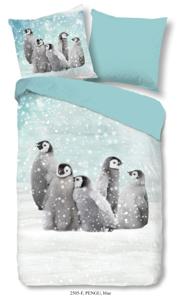 Good Morning Kinderdekbedovertrek "pinguins" - Blauw - (135x200 cm) - Katoen Flanel