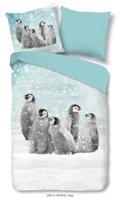 Good Morning Kinderdekbedovertrek "pinguins" - Blauw - (135x200 cm) - Katoen Flanel