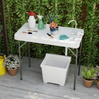 Opklapbare Visreinigingstafel Filetietafel met Gootsteen Waterkraan Afvoerslang Campingtafel Draagbaar voor Tuin Terras Vissen