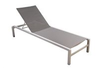 Hokan stackable lounger alu white/light grey textilene - Yoi