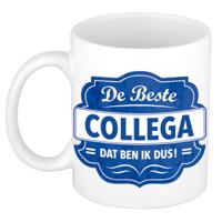 De beste collega dat ben ik dus - cadeau koffiemok - beker - wit met blauw embleem - 300 ml