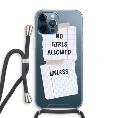 No Girls Allowed Unless: iPhone 12 Pro Transparant Hoesje met koord