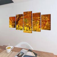 The Living Store 5-panelen canvas muurdruk set - 200 x 100 cm - Houtkader + Waterdicht doek