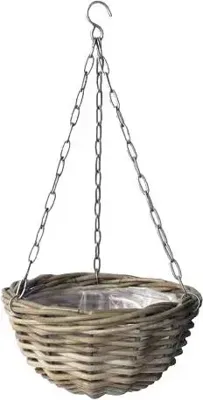 Rotan hangende plantenmand antiek grijs 30cm
