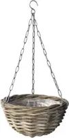 Rotan hangende plantenmand antiek grijs 30cm - thumbnail