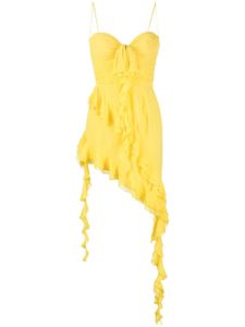 Alessandra Rich robe-bustier asymétrique à volants - Jaune