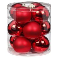 36x stuks glazen kerstballen rood 8 cm glans en mat - Kerstbal - thumbnail