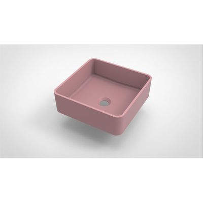 Arcqua Case waskom - 37x37cm - Vierkant - Cast marble Roze Mat WAS403840