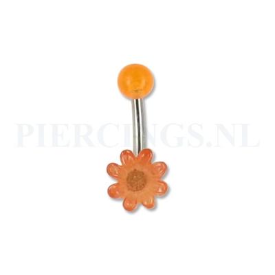 Navelpiercing acryl bloem oranje