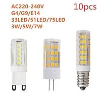 10 stks helderste g9 g4 e14 led lamp ac220v 3 w 5 w 7 w keramische smd2835 led lamp warm koel wit spotlight vervangen halogeen licht Lightinthebox