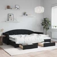 Slaapbank met onderschuifbed en lades 80x200 cm fluweel zwart