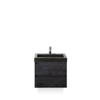 Dante Badmeubelset 60 cm - Black Oak - Wastafel Hardsteen Wit Lucca