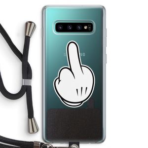 Middle finger white: Samsung Galaxy S10 Plus Transparant Hoesje met koord