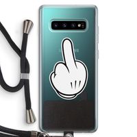 Middle finger white: Samsung Galaxy S10 Plus Transparant Hoesje met koord