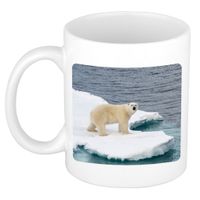 Dieren foto mok ijsbeer - ijsberen beker wit 300 ml - thumbnail