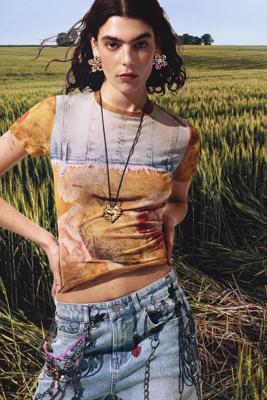 Patchwork T-shirt - YELLOW - XL