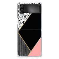 Samsung Galaxy Z Flip 4 | TPU Hoesje | Zwart Roze Vormen