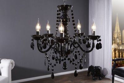 Elegante kroonluchter ZWART KRISTAL 55cm zwarte acryl 5-armige kroonluchter - 1452