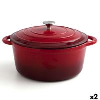 Kookpot met Deksel Bidasoa Fierro Rood Ø 28 cm 6 L (2 Stuks)