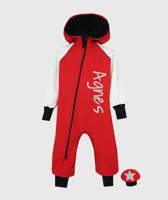 Waterproof Softshell Overall Comfy Red/White Jumpsuit - thumbnail