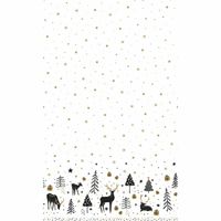 Kerst tafellaken/tafelkleed - 138 x 220 cm - papier - wit met rendieren - rechthoekig