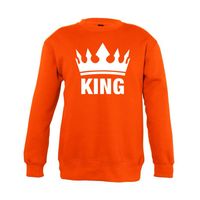 Oranje Koningsdag King sweater kinderen - thumbnail