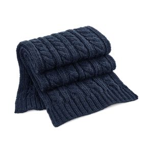 Warme kabel-gebreide winter sjaal navy blauw voor volwassenen   -