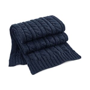 Warme kabel-gebreide winter sjaal navy blauw voor volwassenen