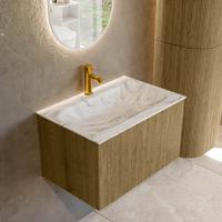 Badmeubel Mondiaz Kurve-Dlux | 70 cm cm | Meubelkleur Dusk | Wastafelkleur Glace | Solid surface | Wasbak midden spoelbak | 1 kraangat