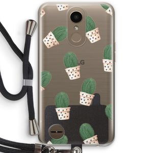 Cactusprint roze: LG K10 (2017) Transparant Hoesje met koord