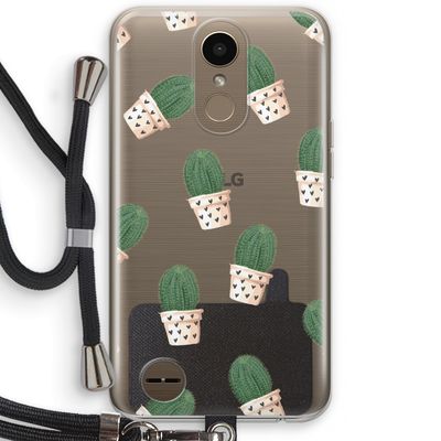 Cactusprint roze: LG K10 (2017) Transparant Hoesje met koord