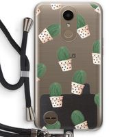 Cactusprint roze: LG K10 (2017) Transparant Hoesje met koord