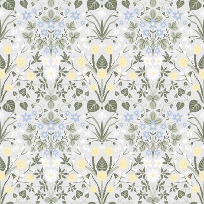 Dutch Wallcoverings Langenas - Varblommor Light Grey - Lichtgrijs