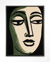 Urban Cotton Wandkleed 'Artemis' 80 x 110cm in Floating Frame - black
