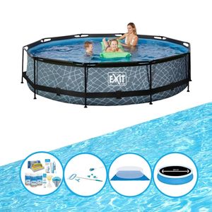 EXIT Zwembad Stone Grey - Frame Pool ø360x76cm - Plus accessoires