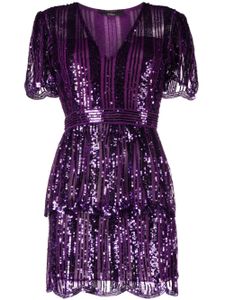 TWINSET robe courte ornée de sequins à col v - Violet