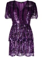 TWINSET robe courte ornée de sequins à col v - Violet - thumbnail