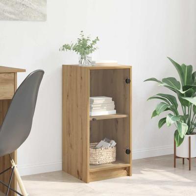 Dressoir artisanaal eikenkleurig 35 x 37 x 76 cm Bewerkt hout