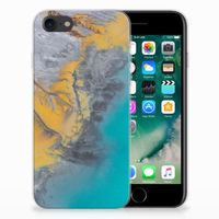 iPhone SE 2022 | SE 2020 | 8 | 7 TPU Siliconen Hoesje Marble Blue Gold