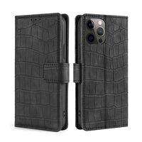 Samsung Galaxy S22 Plus hoesje - Bookcase - Pasjeshouder - Portemonnee - Krokodil patroon - Kunstleer - Zwart