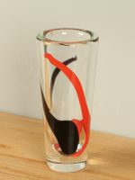 Glazen vaas 27 cm, blank/rood/zwart
