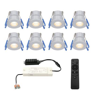 Set van 8 Milano LED Mini Inbouwspots met trafo - 12 Volt 3 Watt 200 lumen - Dimbaar - Plat 34mm - 2700K - IP65 waterdicht - Grijs - Veranda Spotjes - Overkapping Spotjes