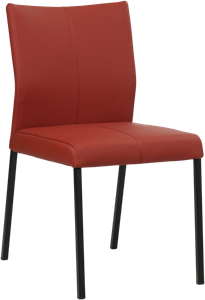 Rode leren moderne eetkamerstoel Basic - poot vierkant zwart - Toledo Leer Red (rood leer)