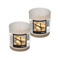 Conpax Candles Geurkaars - 2x - in glas - Vanille aroma - 8 branduren - 7 x 8 cm